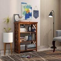 Lala Solid Wood Bookshelf in Honey Oak Finish