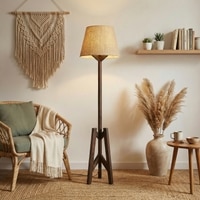 Troika Beige Jute Floor Lamp with Beige Jute Base