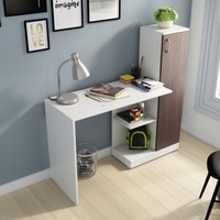 Troy Study Table Frosty White Choco Walnut