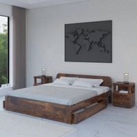 Sleigh Solid Wood King Size Storage Bed