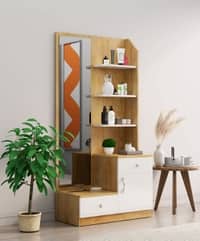 Hexa Red Wooden Dressing Table in Giant Wood and Frosty White Colour