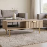 Velin Ridged Coffee Table with Drawer Light Ash