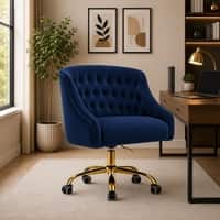 Doe Buck Clemence Modern Blue Tufted Velvet Office Chair