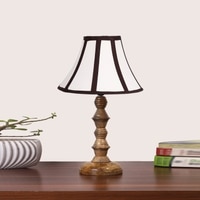 Devansh Off-White Cotton Vintage  Lamp With Wood Base (12X12X17)