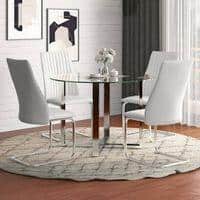 Sanchez 4 Seater Round Table With Set Of 4 Ingrid Dining Chairs (Finish- White)