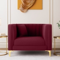 Texude Velvet 1 Seater Sofa in Maroon Colour