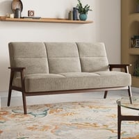 Logan 3 Seater Wooden Sofa in Grey Colour