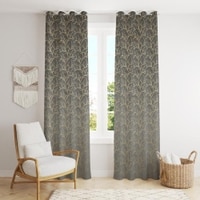 Golden Velvet Abstract Pack of 2 Pieces Blackout Window Curtain