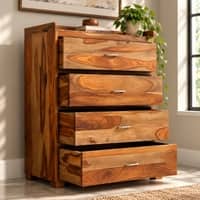 Elder Sheesham Wood Contemporary Chest of Drawers in Teak Finish