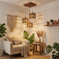 Lyon Brown Solid Wood Cluster Hanging Light