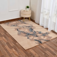 Presto Blue Abstract Hand Tufted Wool Carpet 5X7 Feet