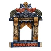 Desert Art Wooden Peacock Jharokha Wall Frame 18 Inch in Blue Colour