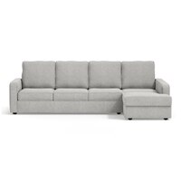 Apollo Sofa (Colour : Vapour Grey, Cushion : Soft, Back Type : High Back, Seating Capacity : Right Aligned 3 Seater + Right Aligned Chaise + Ottoman)
