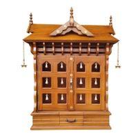 tripti engineered wood prayer unit in teak finish