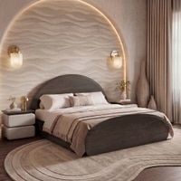 Sora Solid Wood Queen Size Bed With Hydraulic Storage in Dark Chestnut Finish