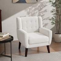 Azriah Boucle Fabric Accent Chair in White
