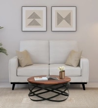 Ainaro Metal Round Coffee Table In Honey Oak Finish