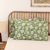 Genda Phool Set Of 2 Pillow Covers with Green colour