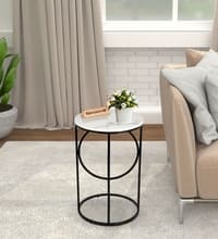 White Metal Side Table in Gold Colour