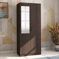 Zoey Engineered Wood 2 Door Wardrobe With Mirror in Dark Wenge Finish
