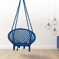 Swingzy Cotton Netted Rope Hanging Swing Chair for Adults and Kids Blue