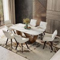 Paloma 6 Seater Pluto Spanish Ceramic Dining Table With Bren Dining Chairs