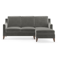 Abbey Sectional Sofa (Colour : Ash Grey Velvet, Cushion : Hard, Seater : Right Aligned 2 Seater + Right Aligned Chaise)