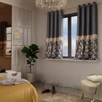 Stoa Paris Satin Window Curtain, 70% Blackout Curtains,   Privacy Lining, Pack of 2, Versailles - Regal Slate