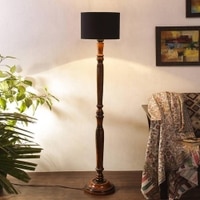 Brinkley Brown Cotton Shade Floor Lamp