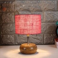 Maeve Pink jute & solid wood table lamp