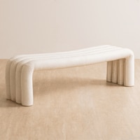 Kaba Upholstered Bench in Off White Colour