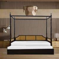 Aminos Solid Wood Non Storage Bed In Walnut Finish