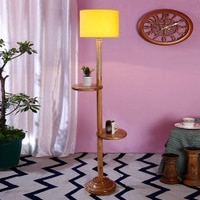 Hillary Yellow Cotton Shade Floor Lamp