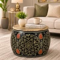 Desert Heritage Round Metal Coffee Table in Multicolour Finish