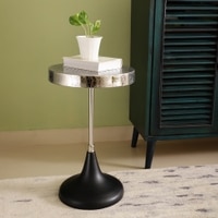Arcana Metal Side Table in Black & Silver Colour
