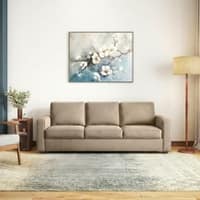 Apollo High Back 3 Seater  Fabric Sofa In Biscuit Velvet Colour