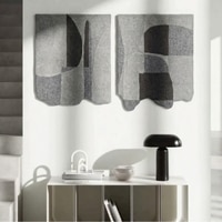 Abstract Handmade Wool Silk Wall Art Grey 2 Panel Set 7 x 5 Feet