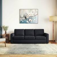 Apollo Compact High Back 3 Seater  Fabric Sofa In Deep blue velvet Colour