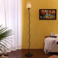 Deirdre Black Glass Shade Floor Lamp