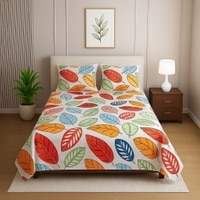 Multicolor Floral 210 TC Mix Cotton Flat Single Bed Size Bedsheet With 2 Pillow Cover From Threads