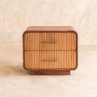 Linn Solid Wood Bedside Table in Brown Colour