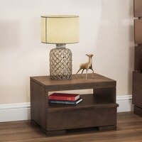 Ohio Solid Wood Bedside Table in Danish Walnut Finish
