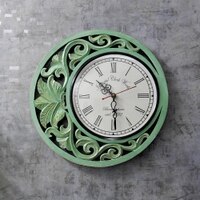 Mint Green Wooden Analog Wall Clock with Roman Dial