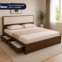 AIAN Baldwin Queen Size Storage Bed with Drawers in Walnut Colour