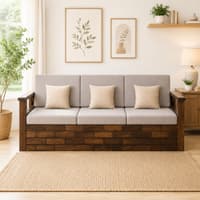 Shri Art Solid Wood Sofa Cum Bed in Provincial Teak