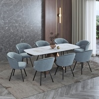 Aeris Ceramic 6 To 8 Seater Extendable Dining Table With Calix Dining Chair