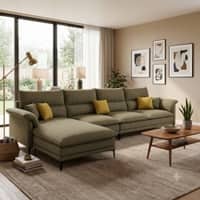Aurora Sectional Sofa with Left Chaise Lounge Olive Green