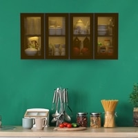 Aluminium Black Profile 4 Brown Tinted Glass Handless Shutters Wall Cabinet In Slate Grey Finish