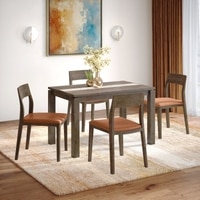 Atlas Crest Storage Solid Wood 4 Seater Dining Table With Set of 2 Clarke Dining Chairs