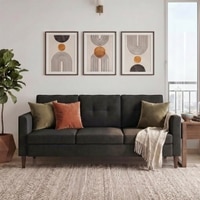 Winston 3 Seater Fabric Sofa in Asphalt Grey Colour